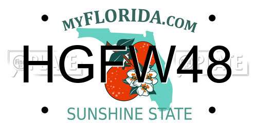 HGFW48 Florida License Plate