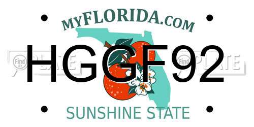 HGGF92 Florida License Plate