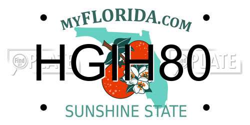 HGIH80 Florida License Plate