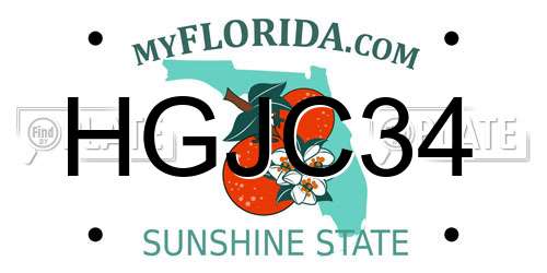 HGJC34 Florida License Plate
