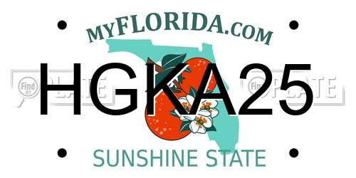 HGKA25 Florida License Plate