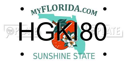 HGKI80 Florida License Plate
