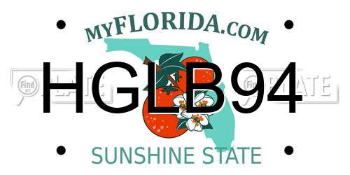 HGLB94 Florida License Plate