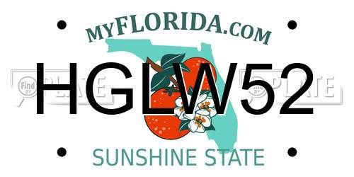 HGLW52 Florida License Plate