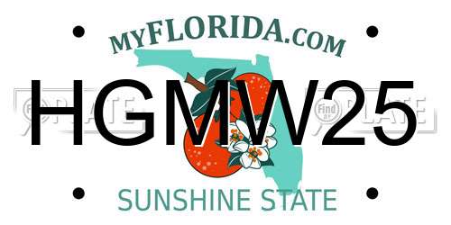 HGMW25 Florida License Plate