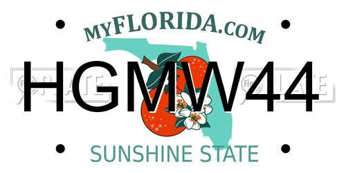HGMW44 Florida License Plate