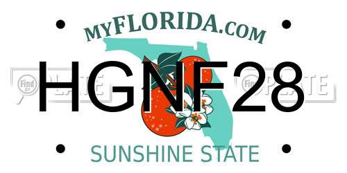 HGNF28 Florida License Plate