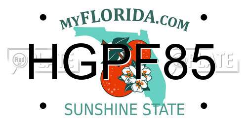HGPF85 Florida License Plate