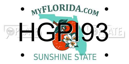 HGPI93 Florida License Plate