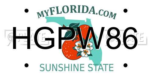 HGPW86 Florida License Plate