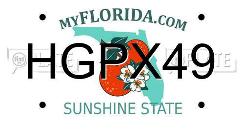 HGPX49 Florida License Plate