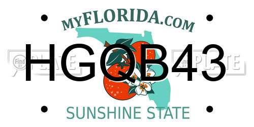 HGQB43 Florida License Plate