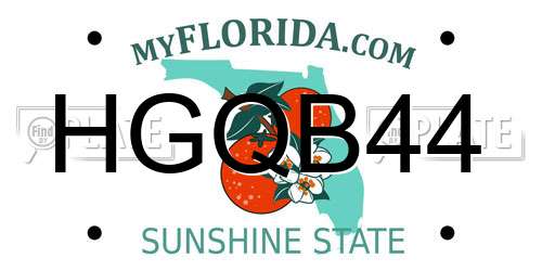 HGQB44 Florida License Plate