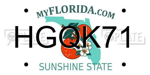 HGQK71 Florida License Plate