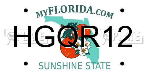 HGQR12 Florida License Plate