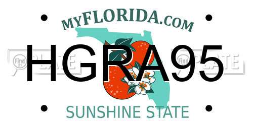 HGRA95 Florida License Plate