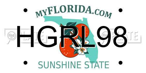HGRL98 Florida License Plate