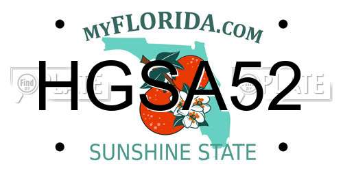HGSA52 Florida License Plate