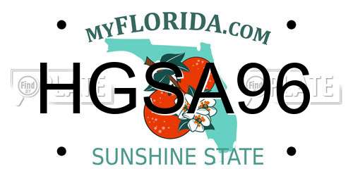 HGSA96 Florida License Plate