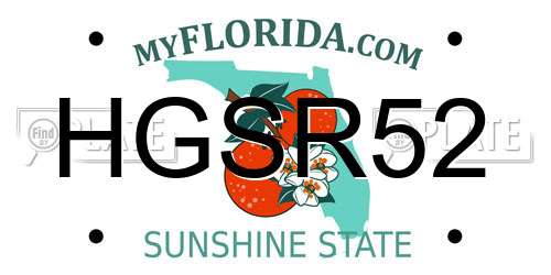 HGSR52 Florida License Plate