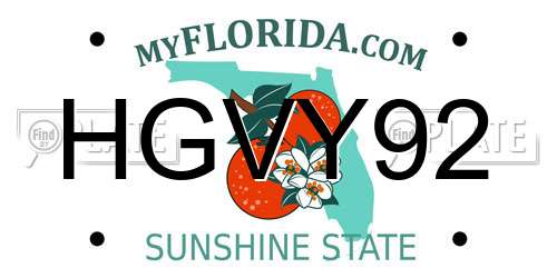 HGVY92 Florida License Plate