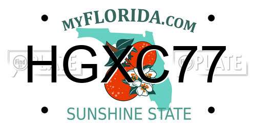 HGXC77 Florida License Plate