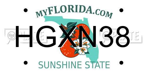HGXN38 Florida License Plate