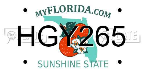 HGY265 Florida License Plate