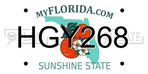 HGY268 Florida License Plate