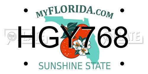 HGY768 Florida License Plate