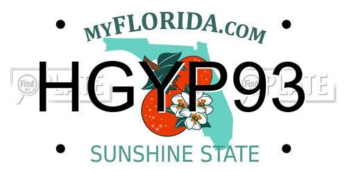 HGYP93 Florida License Plate