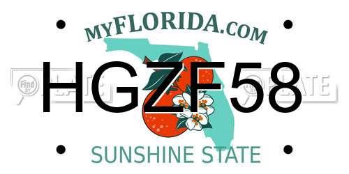 HGZF58 Florida License Plate
