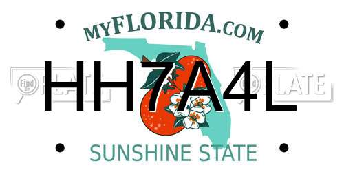 HH7A4L Florida License Plate
