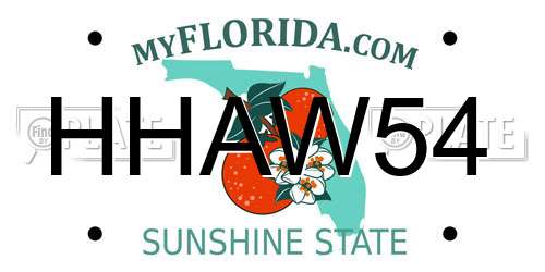 HHAW54 Florida License Plate