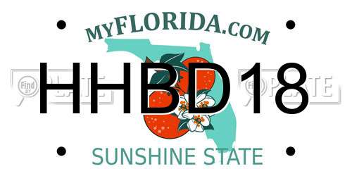 HHBD18 Florida License Plate