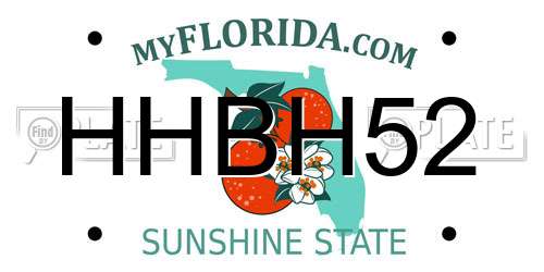 HHBH52 Florida License Plate