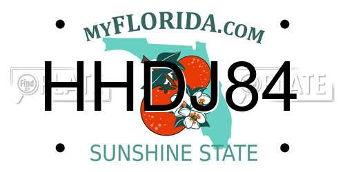 HHDJ84 Florida License Plate
