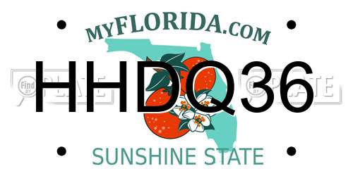 HHDQ36 Florida License Plate