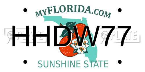 HHDW77 Florida License Plate