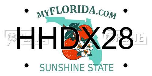 HHDX28 Florida License Plate