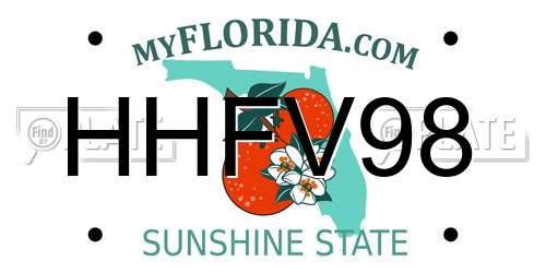 HHFV98 Florida License Plate