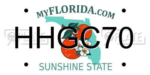 HHGC70 Florida License Plate