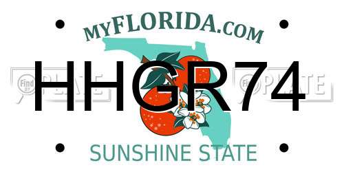 HHGR74 Florida License Plate