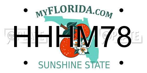 HHHM78 Florida License Plate