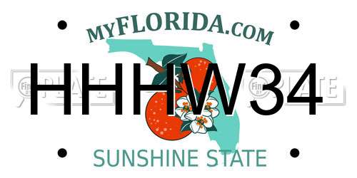 HHHW34 Florida License Plate