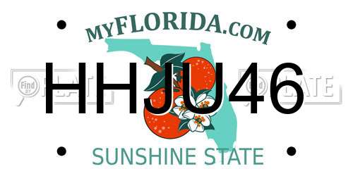 HHJU46 Florida License Plate