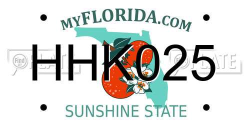 HHK025 Florida License Plate