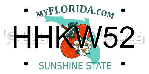 HHKW52 Florida License Plate