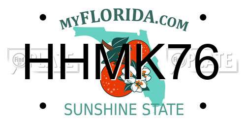 HHMK76 Florida License Plate