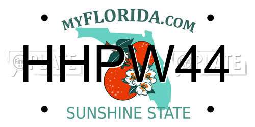 HHPW44 Florida License Plate